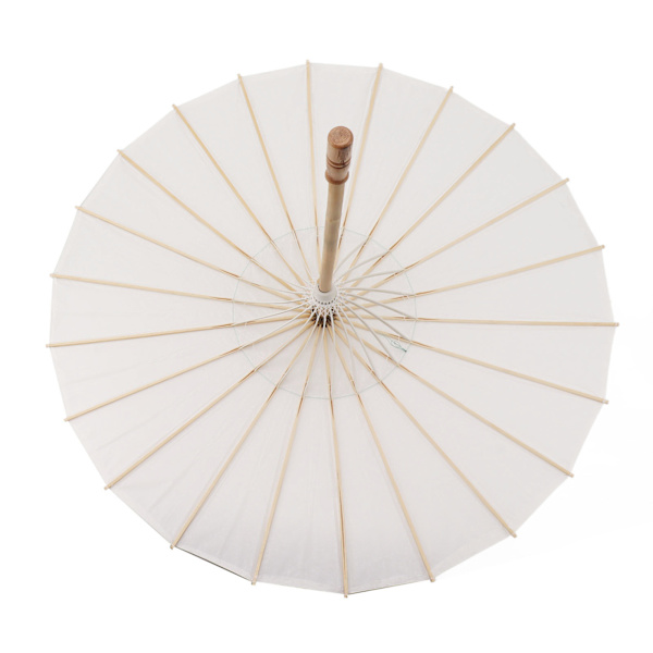 Lasten paperi sateenvarjo bambu ja paperi kiinalainen tyyli Elegantti valkoinen DIY paperi sateenvarjot koristeluun 83 cm/32,7 tuumaa