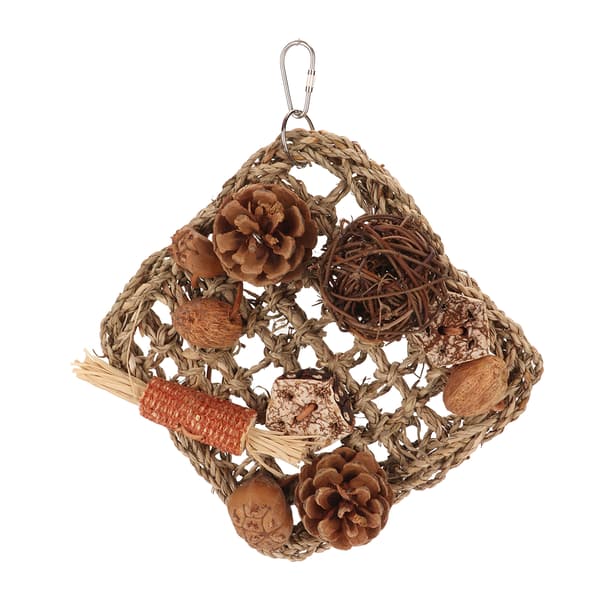 Bird Climbing Net Rattan Ball Pine Cone Corn Cobs Nuts Straw Rope Parrot Woven Net for Parrot Cage Accessories