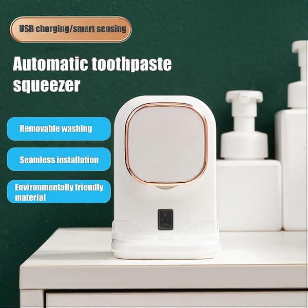 Elektrisk tandpastadispenser Automatisk sensor USB-opladning Langvarig standby Praktisk badeværelse White