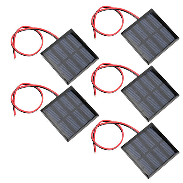 5 st Mini Solar Panel Power Supply Module Board med 30CM Red Black Line DC2V 150mA