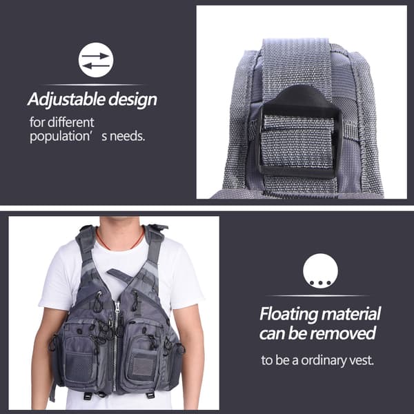 Udendørs multifunktionel unisex flydedragt til voksne Redningsvest (mørkegrå)