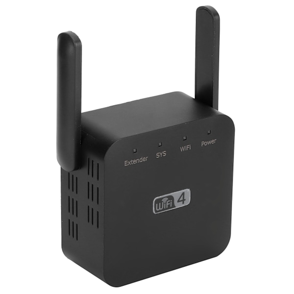 WIFI Repeaters Mini Dobbelt Antenner Signalforstærker Range Extender 300Mbps Sort 100‑240VEU-stik