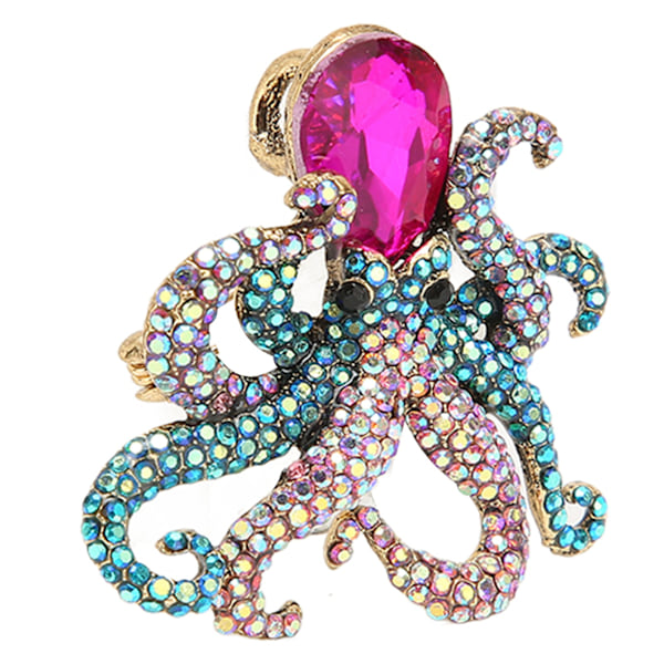 Blæksprutte Pin Brosche Lilla Hoved Havliv Metal Legering Tentakel Winding Crystal Smykker Brosche
