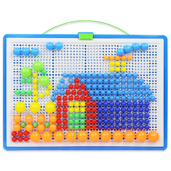 296 st färgglada svampnaglar Pegboard Pussel Set 3D Mosaik Jigsaw Game Byggstenar DIY Leksaker Kit för barn