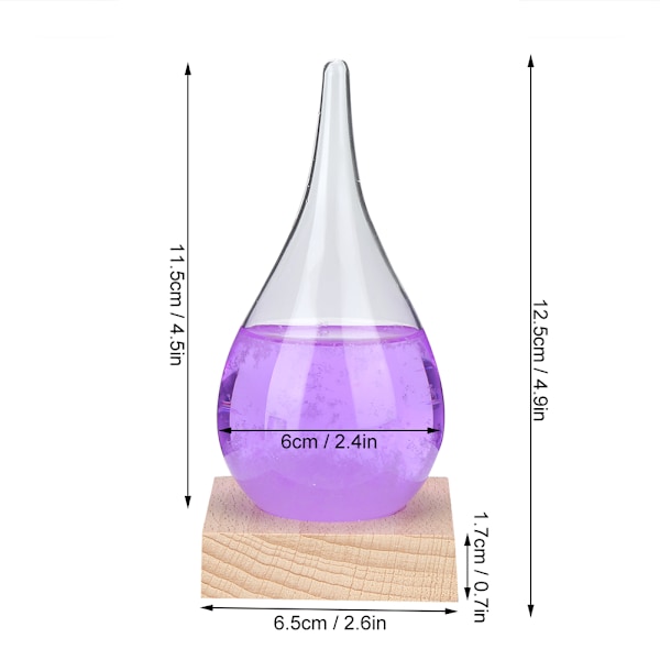 Innovativ dråbeformet vejrudsigt Glasvejrforudsigelsesflaske Hjemindretning Lilla