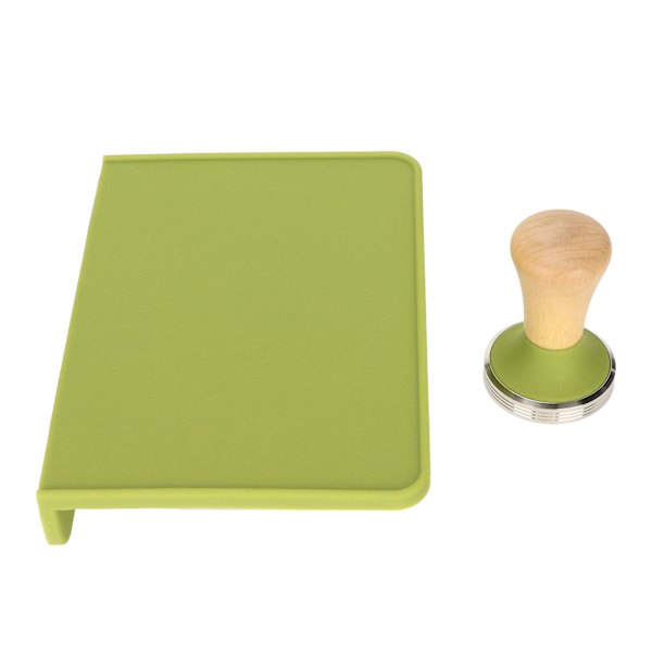 Tre Kaffe Tamper Silikon Kaffe Tamper Matte Sett med Base i Rustfritt Stål for Nybegynnere Baristas Grønn 51mm Coffee Tamper