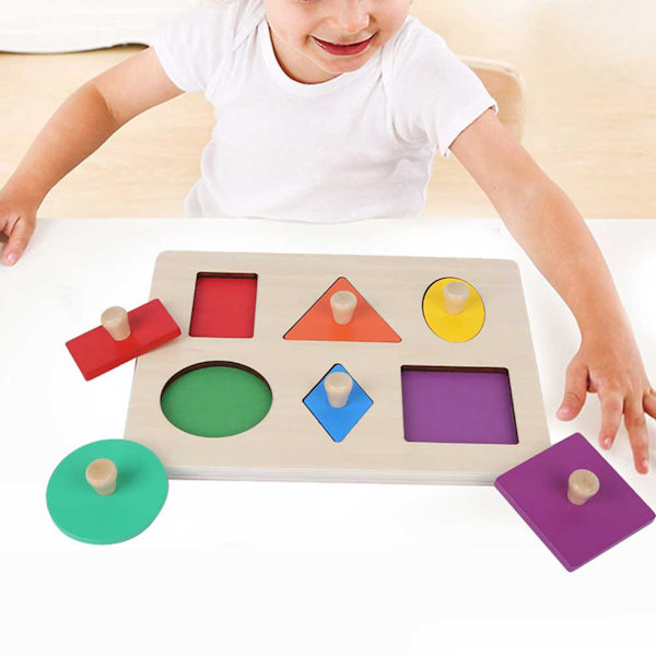 Geometrisk form Matchende Baby Barn Tre Lekelæringsforsikoleleketøy Geometrisk Shape Board