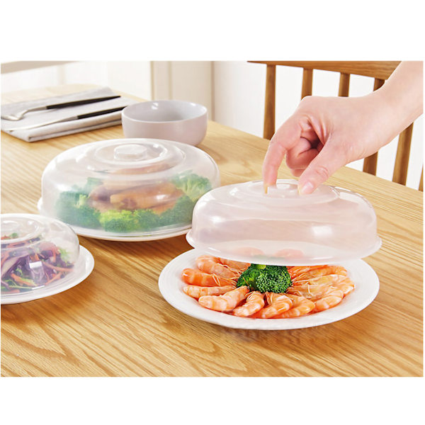 Mikrobølgeovnsdæksel Transparent PP-materiale Madskærm Grip Design Sikker Sund Mikrobølgeovnsstænkskærm Medium Størrelse 17 cm