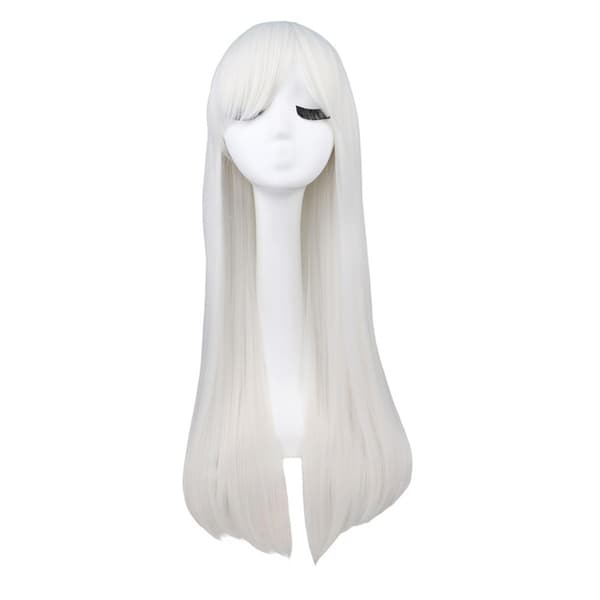 Wekity 80cm Vacker Charmig Cosplay Rakt Hår Peruk, Vit[LD]