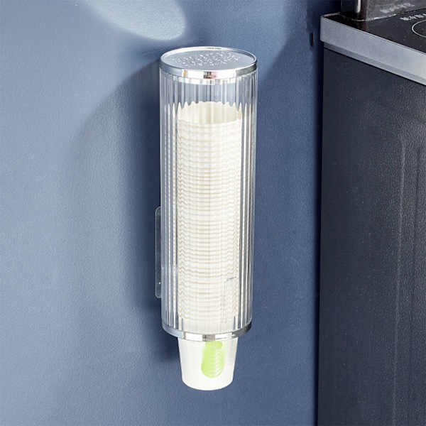 Engångspappersmuggar av plast Dispenser Väggfäste Dragtyp Vattenkylare Cup Dispenser Automatisk Remover Mugghållare för Hemsjukhus Gym Office
