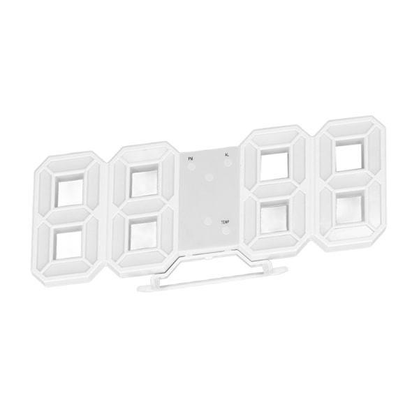 3D LED Väggklocka Minimalistisk Vit Ram Digital Väggväckarklocka Timer med Temperatur för Hem Vardagsrum Grönt Ord