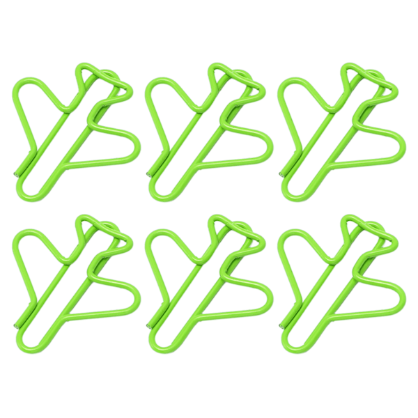 100 stk. Søde papirclips, flyformet design, belagt tråd, lyse farver, dekorative papirclips til scrapbog, kort, papirhåndværk, grøn