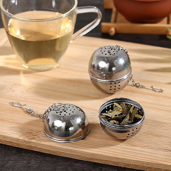 Rostfritt stål teinfuser med handtag - 2-pack bollformad tebladsfilter
