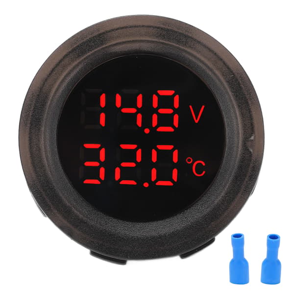 Dual Display Temperature Voltmeter Clear Stable Display Waterproof Easy Installation Car Thermometer Detector