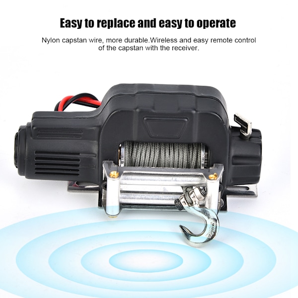 1/10 RC Crawler Car Winch Remote Controller Receiver för SCX10 D90 D110 TF2 för TRX4Black