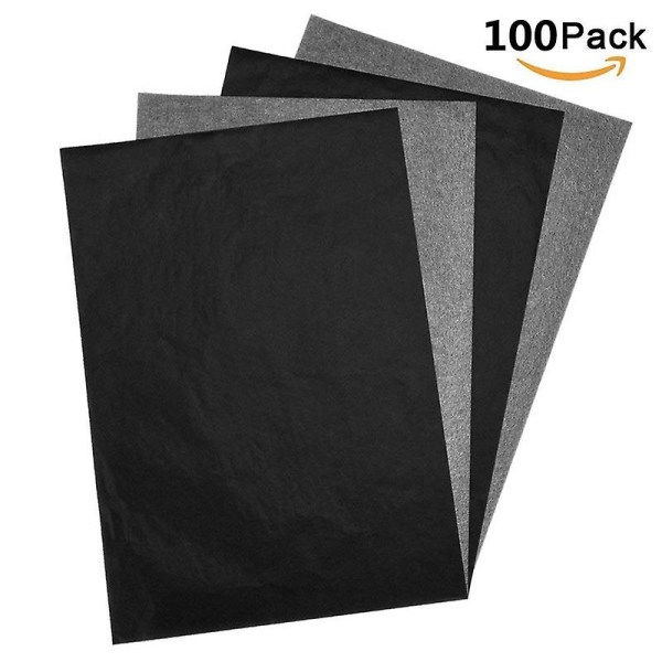 100 ark svart överföringspapper kolpapper för papper, metall, glas, snideri(a4/8,3 x 11,5 tum)