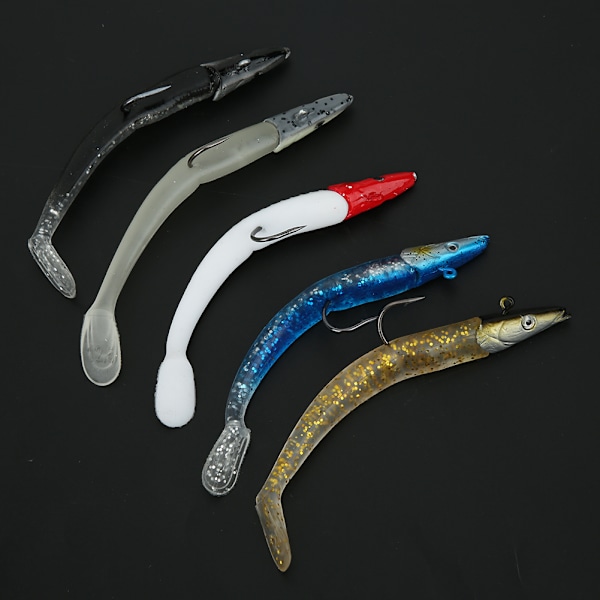 Heads Krok Mjuk Simulering Lockbete Set Fisketillbehör Fem färger 12,5cm