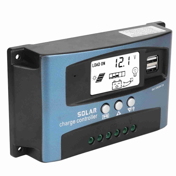 MPPT 100A Aurinkoenergian Lataussäädin Kaksois-USB LCD-näyttö 12V 24V