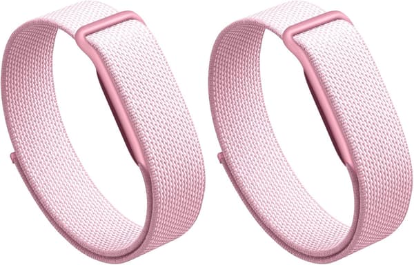 Klokkerem for Google Fitbit Air, vevd nylon erstatningsrem 2-pakning Pink