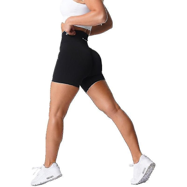 Mörkgrå sömlösa yogashorts för kvinnor - Mjuka och stretchiga träningstights