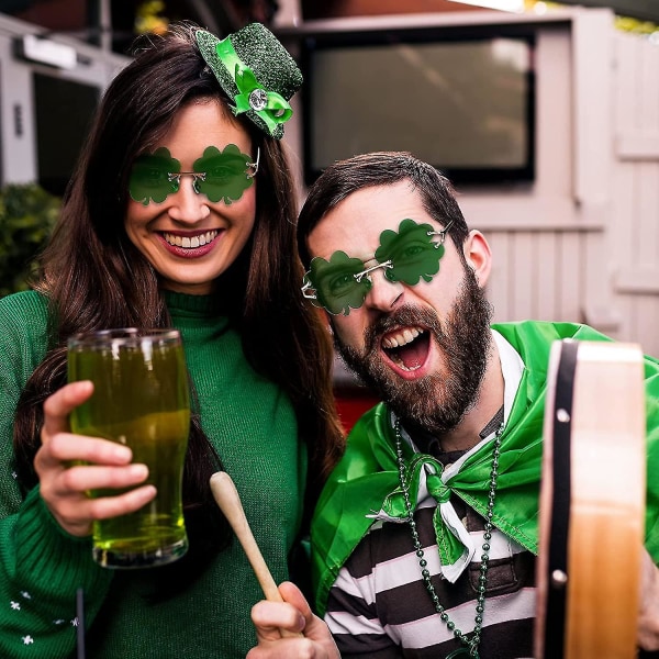 St. Patrick's Day grønne solbriller, Lucky Shamrock Clover-briller, Irish Day Eyewear-festrekvisita A