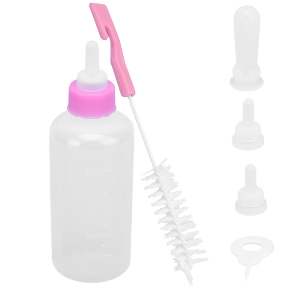 Nappflaska Utbytbar silikonnippla för nyfödda kattungar Valpar Kaniner Smådjur Rosa