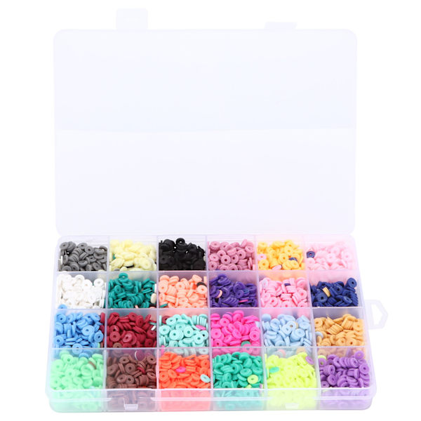Clay Beads DIY 24 Farger Myk Keramikk Flat Rund Perle Kit Koffert for Smykker Halskjede Armbånd Tilbehør Dekorasjon