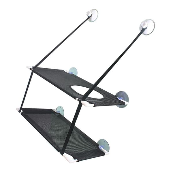 Cat Hammock Double Layer Hanging Installation Strong Suction Cup Soft Cat Window Perch Rest Seat Black