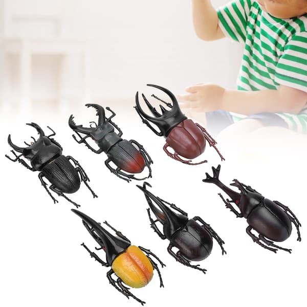 6st Simulation Beetle Insect Model Halloween Trick Props Giftfri PVC Insect Toy (svart)