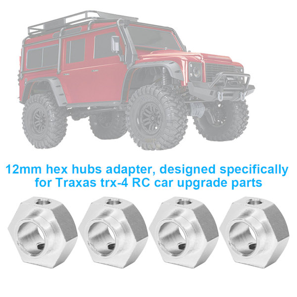 12 mm metallhjul Hexnav Adapter Fjärrkontroll Reservdelar Passar för Traxxas trx-4 RC CrawlerSilver 8269S