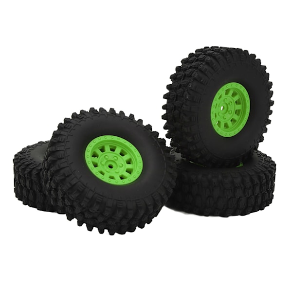4 stk RC bildekk hjul 120 mm 1,9 tommer gummi med 10 eiker nylon hjulnav RC bildeler for Axial SCX10 90046 for Traxxas for Redcat GEN8 Grønn