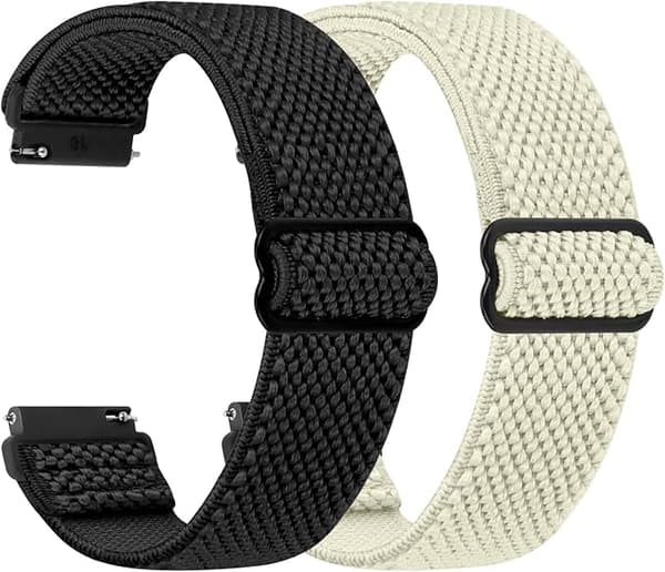 Elastisk nylonrem med hurtigutløser - Båndbredde: 18 mm Svart Hvit
