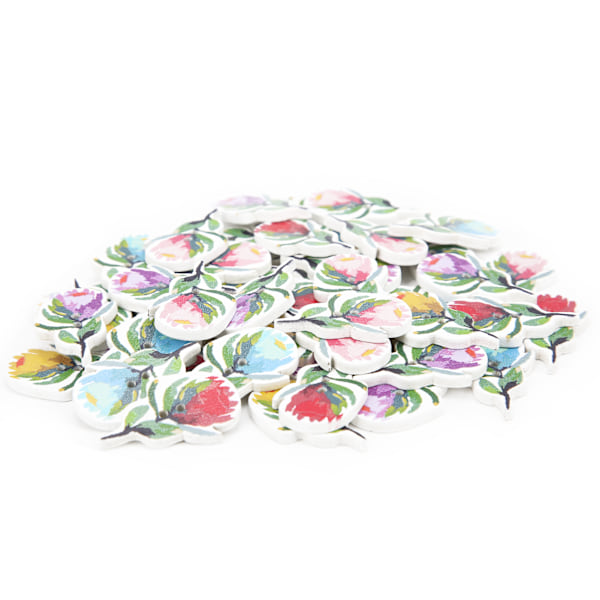 200 stk. blomsterformede treknapper, blandet dekorativ knapp, 2-hulls knapper for sying