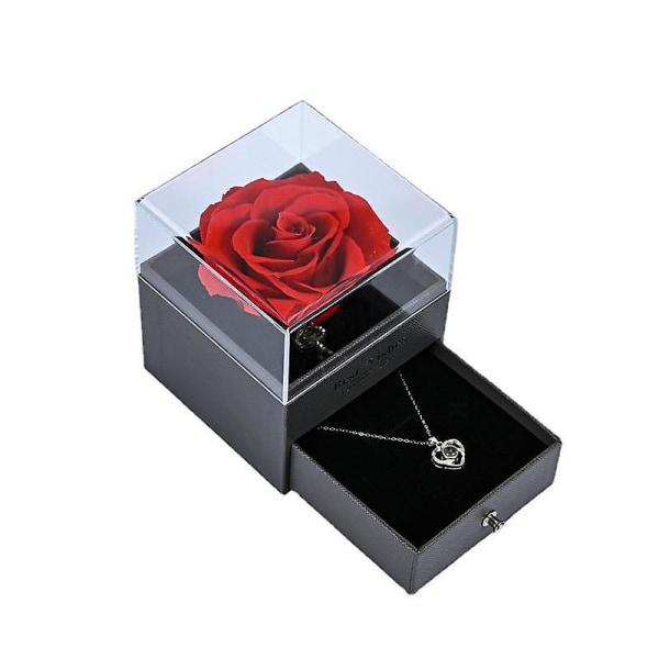 Forever Blossom håndlavede konserverede rosesmykker gaveæske, evigt liv blomster til kære, gaver til kvinder, mor, kæreste
