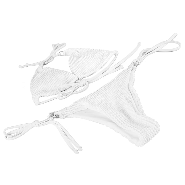 Crosscross Bikini Set Tie Side Ren Färg Dam 2 delar Baddräkt för sommar Strand Simning Vit M