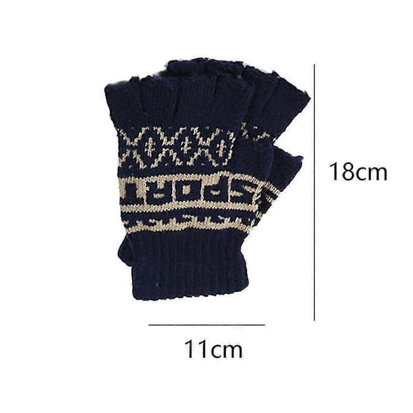 【LD】Unisex Halvfinger Vinter Stretch Stickad Fingerlös Universalstorlek style 3