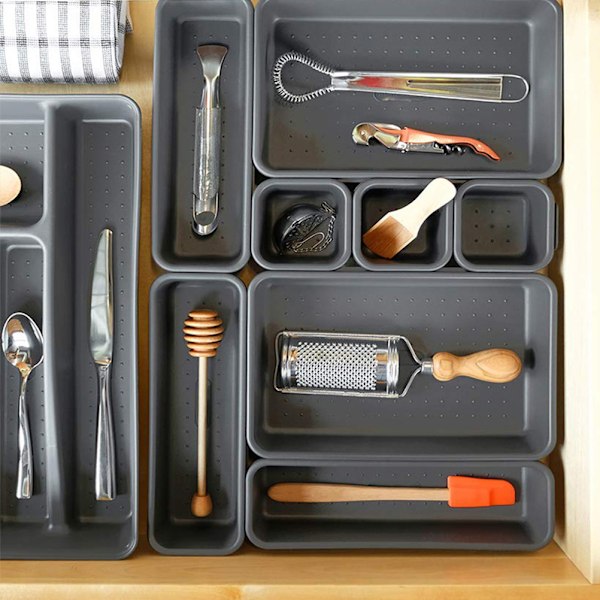8 stk Interlocking Bins Smart Interlocking Opbevaringskasser Skuffe Organizer