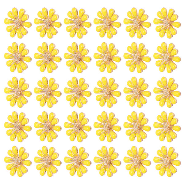 30 stk. Rhinestone Applikationer Solsikke Sommerfugl DIY Hårpynt Legeringstilbehør 1,8 cm/0,7 tommer Gul Daisy