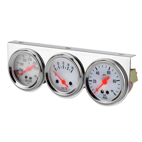 Universal 3 i 1 mätare Set Vattentemp VoltsOil Press 52mm Meter Mekaniskt instrument