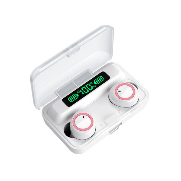 Bluetooth headset F9 Bluetooth headset binaural TWS trådløs 5.0 batteriskjerm touch 5.0-X white rose gold