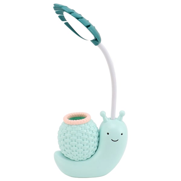 Sneglen Øjenbeskyttelse LED Lampe Senglampe USB Opladning Lærings Læselampe med Penneholder til Børn Blå