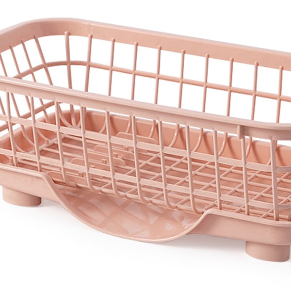 Oppvaskstativ Rask drenering Avtakbar bunn Dreneringsbrett Design Sterk plast Oppvaskstativ for gaffel Spisepinner Rosa