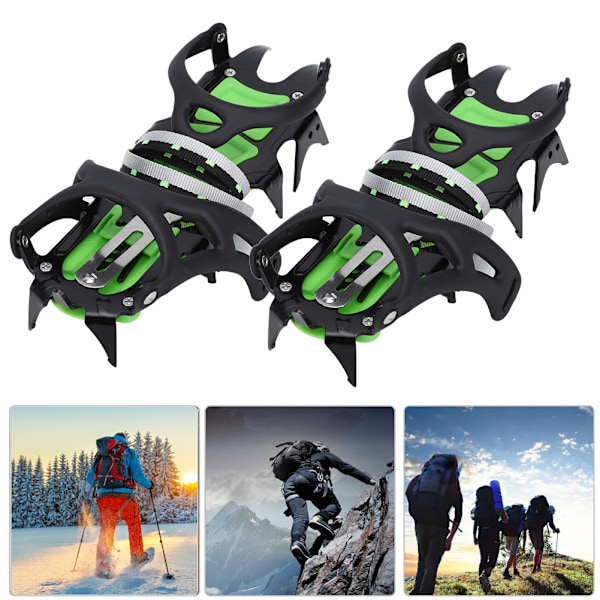 Et par BRS-S1A lysegrønne 14 lange tenner anti-skli ispigger sko grep pigger crampons for fotturer klatring