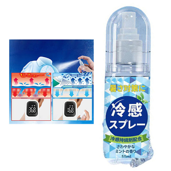 Cooling Spray 50ml Quick Cool Down Heat Stroke Prevention Varaktig Cooling Mist Spray för kläder och hud