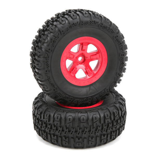 2st hjulfälg och däckset för Traxxas Slash 1/10 RC Short Course Lastbilsdäck Uppgraderingsdelar Röd