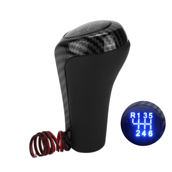Bil 6-trins Gear Knob Kulfiber Stil med Lysændring til 1-serie E81 E82 E87 E88 F20