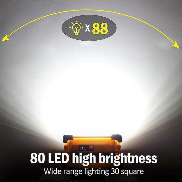 Oppladbar LED-hodelykt 80w bærbar arbeidslampe med 4 moduser