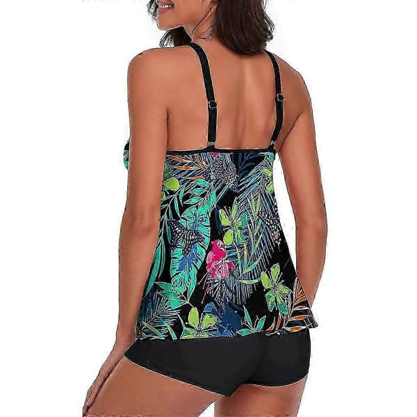 Blomstret tankini-badedragt til kvinder, mavekontrol, todelt badedragt Round white dot M