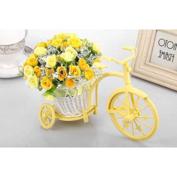 Nostalgisk växtställ för konstgjorda blommor för cykel (gul)