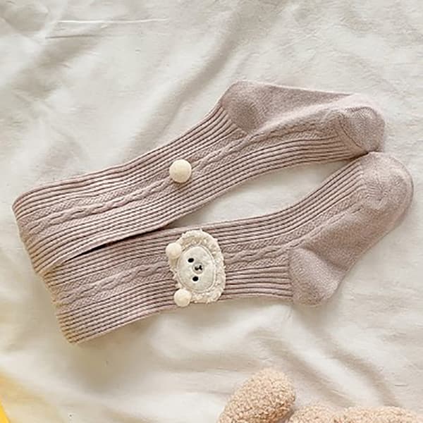 Barnstrumpor för flickor, stickade leggings, pillingresistenta, rosa, storlek S